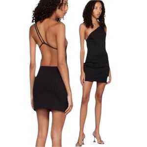 NWT Gauge81 Revolve Colorado Black Mini Dress One Shoulder Exposed Back